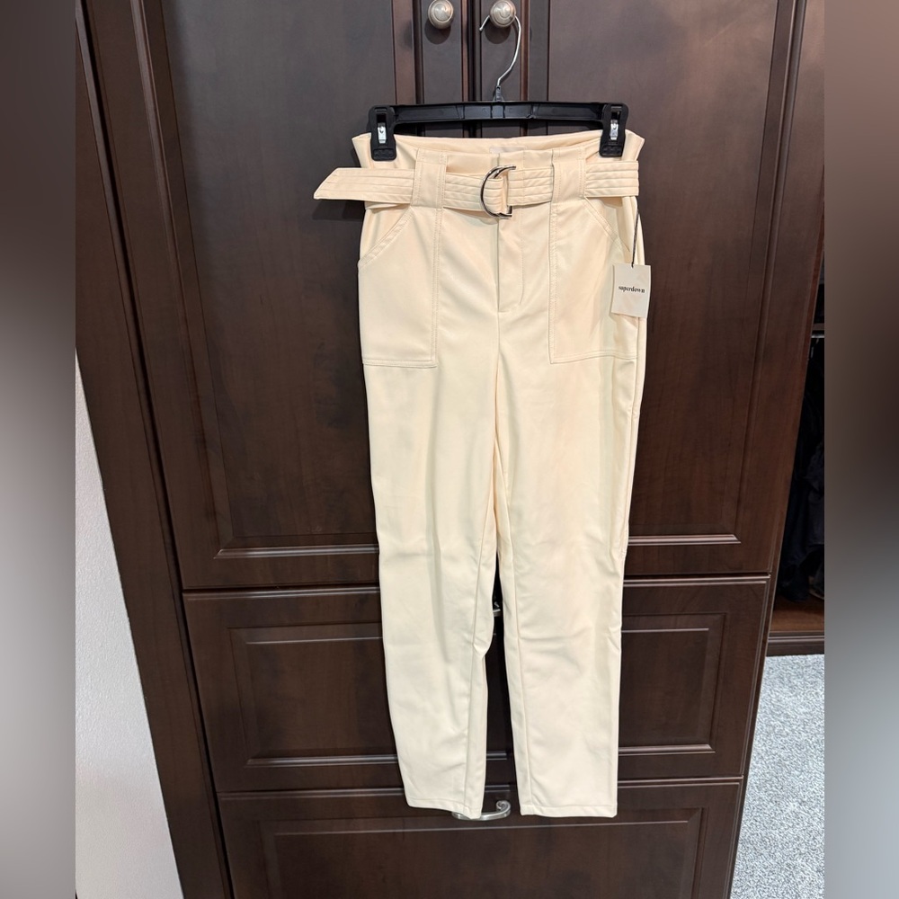Superdown cream faux leather pants